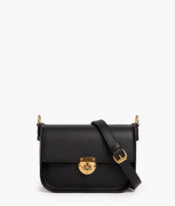 Black Saddle Bag – Faux Leather Crossbody with Twist Lock