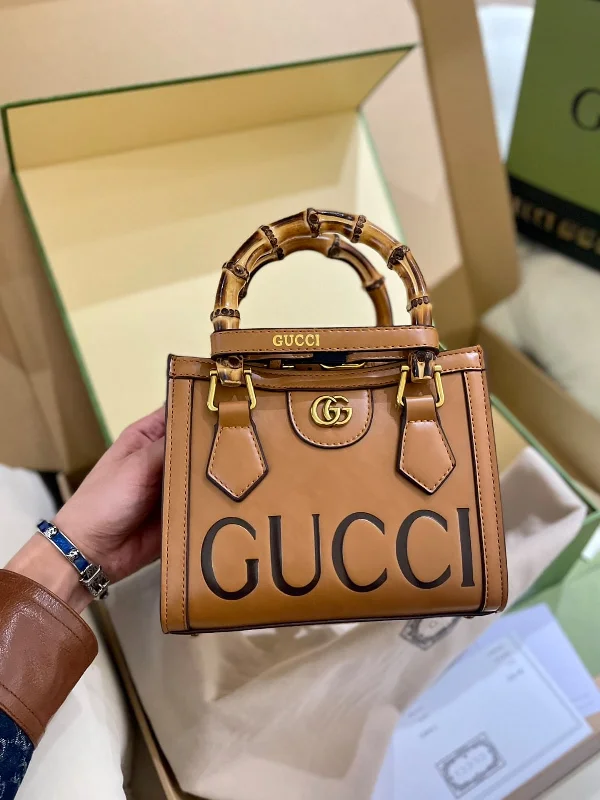 Women Gucci bags with a snap - button closure and a decorative charmGucci Diana Tote Handbag AAA 1:1