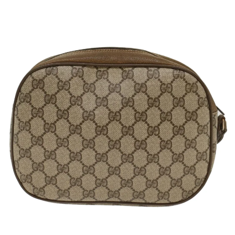 Women Gucci bags with a front - flap pocket for quick - access itemsGUCCI GG Canvas Web Sherry Line Clutch Bag Beige Red 8901034  49988