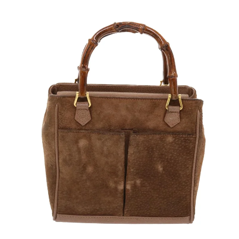 Gucci tote bags for women with a spacious interiorGUCCI Bamboo Hand Bag Suede 2way Brown  50264