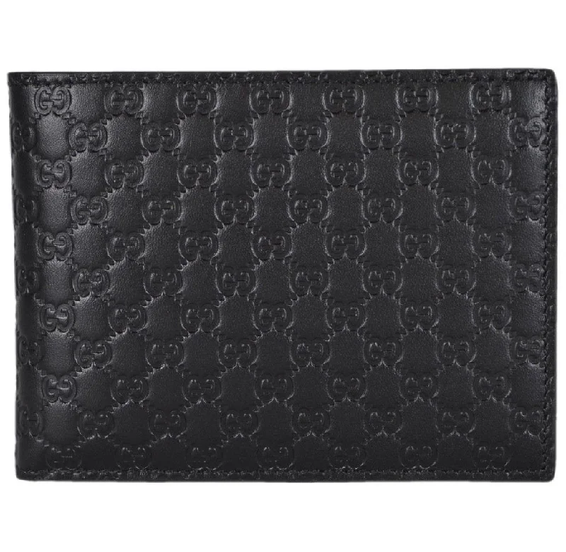 Women Gucci bags with a chain - link trim and a leather bodyGucci Men's Microguccissima Black Leather Trifold Wallet