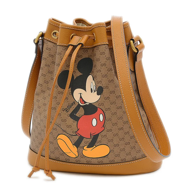 Gucci tote bags for women with a water - resistant coatingGucci Disney Collaboration Mickey Mini GG Supreme Small Bucket Shoulder 602691