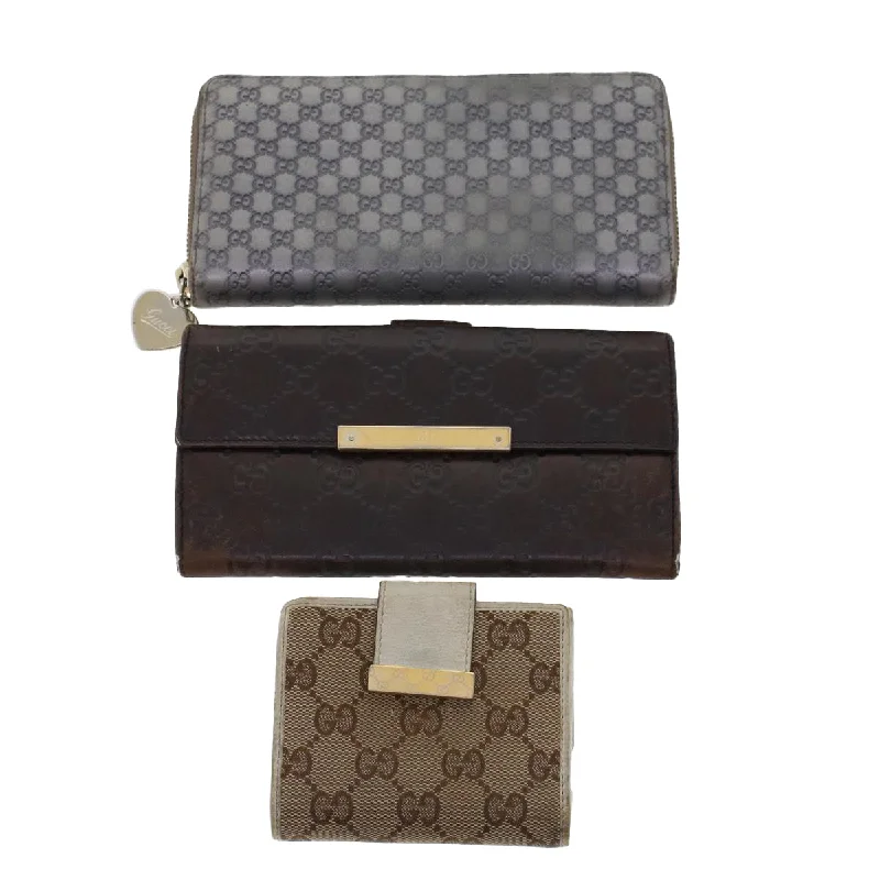 Gucci backpacks for women with a sleek silhouetteGucci GG Canvas Long Wallet Leather 3Set Brown Beige Silver  bs6283