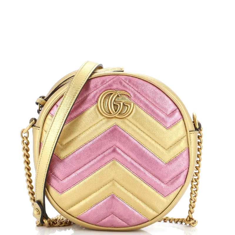 Women Gucci Sylvie bags featuring the signature web stripeGucci Gg Marmont Round Shoulder Bag