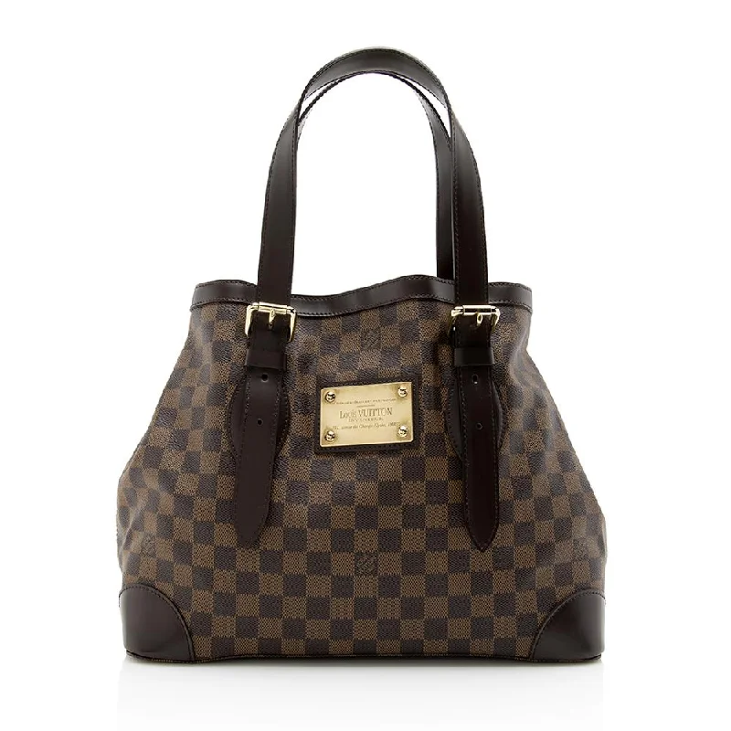 Louis Vuitton backpacks with a padded laptop compartment for travelLouis Vuitton Damier Ebene Hampstead MM Tote (SHF-14436)