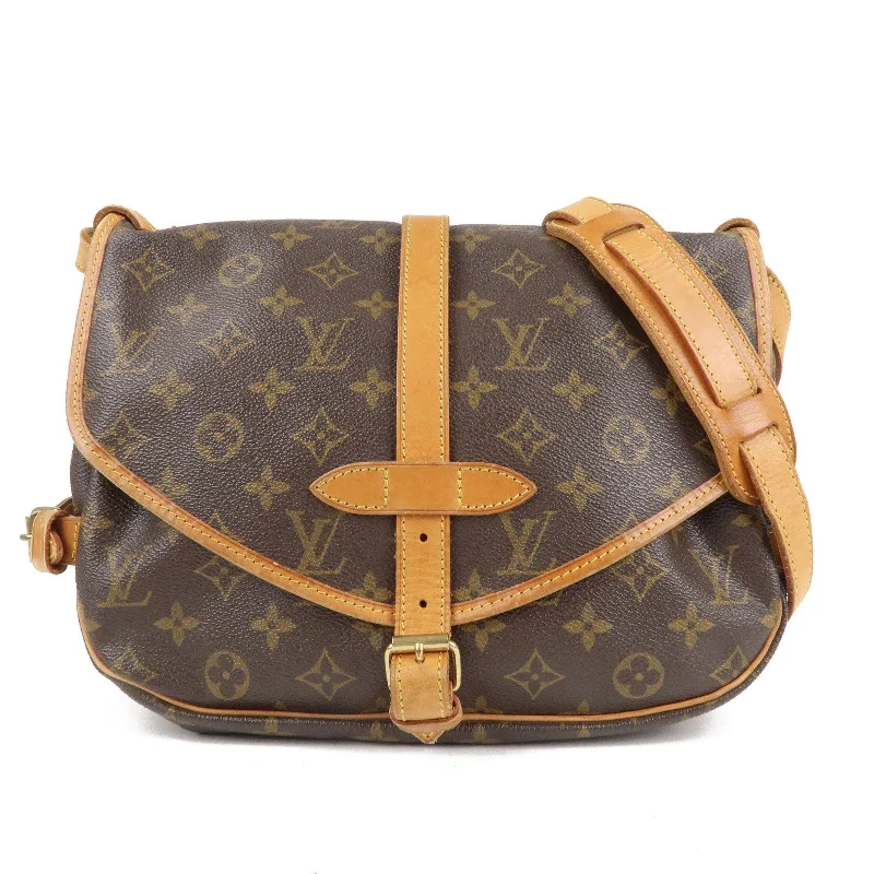 Louis Vuitton bags with a chain - link trim and a leather body for a modern edgeLouis Vuitton Monogram Saumur 30 Shoulder Bag Brown M42256