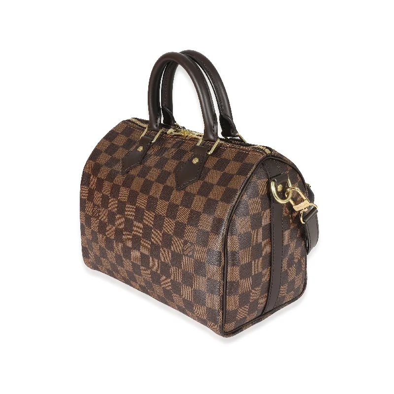 Ladies Louis Vuitton shoulder bags with a wide - width strap for comfortLouis Vuitton Damier Ebene Canvas Speedy Bandoulière 25