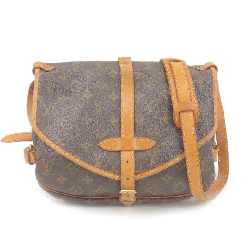 Louis Vuitton backpacks with a padded back panel for comfort during long - wearLouis Vuitton Monogram Saumur 30 Shoulder Bag Brown M42256