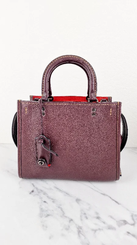 Coach Rogue 25 in Oxblood Pebble Leather with Red Suede Lining Coach 54536