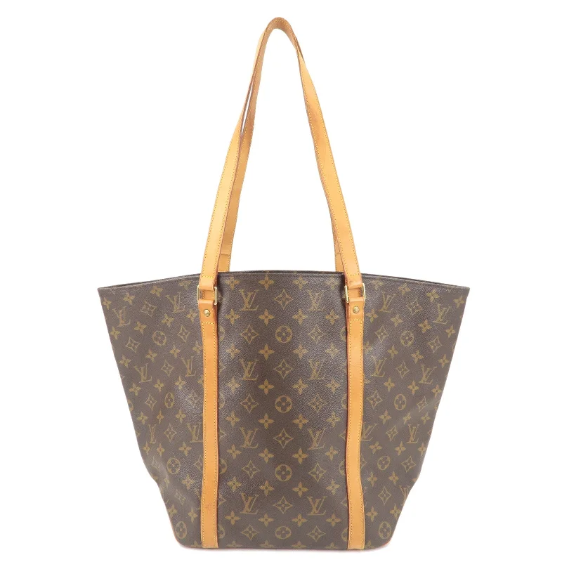 Louis Vuitton bags with a front - zip pocket for small items like keysLouis Vuitton Monogram Sac Shopping Shoulder Bag Brown M51108