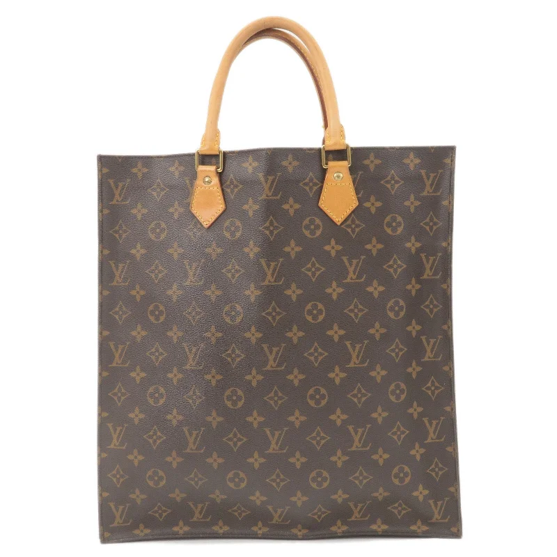 Louis Vuitton handbags with a patent - leather finish for a shiny lookLouis Vuitton Monogram Sac Plat Hand Bag Tote Bag M51140