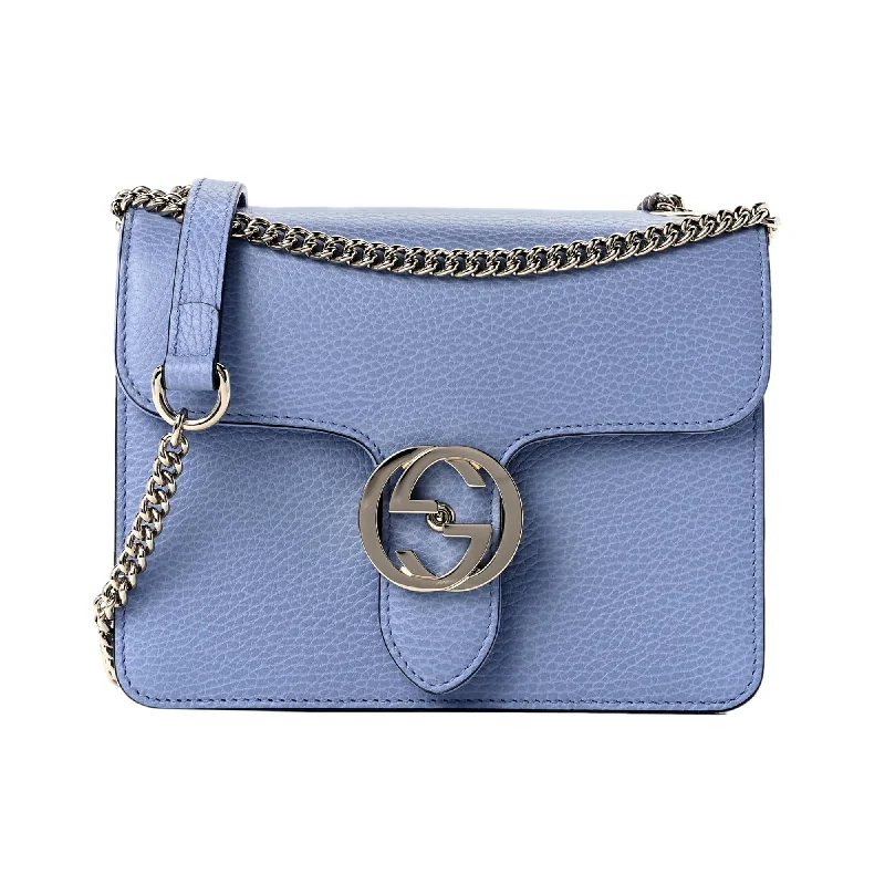 Gucci Marmont bags for women with gold - toned hardwareGucci Icon GG Interlocking Mineral Blue Calf Leather Crossbody Bag