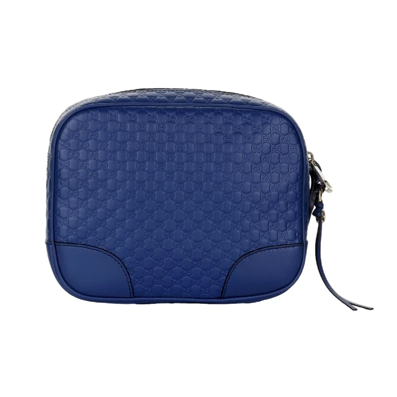 Women Gucci bags with a front - flap pocket for quick - access itemsGucci Bree Microguccissima Caspian Blue Leather Crossbody Bag