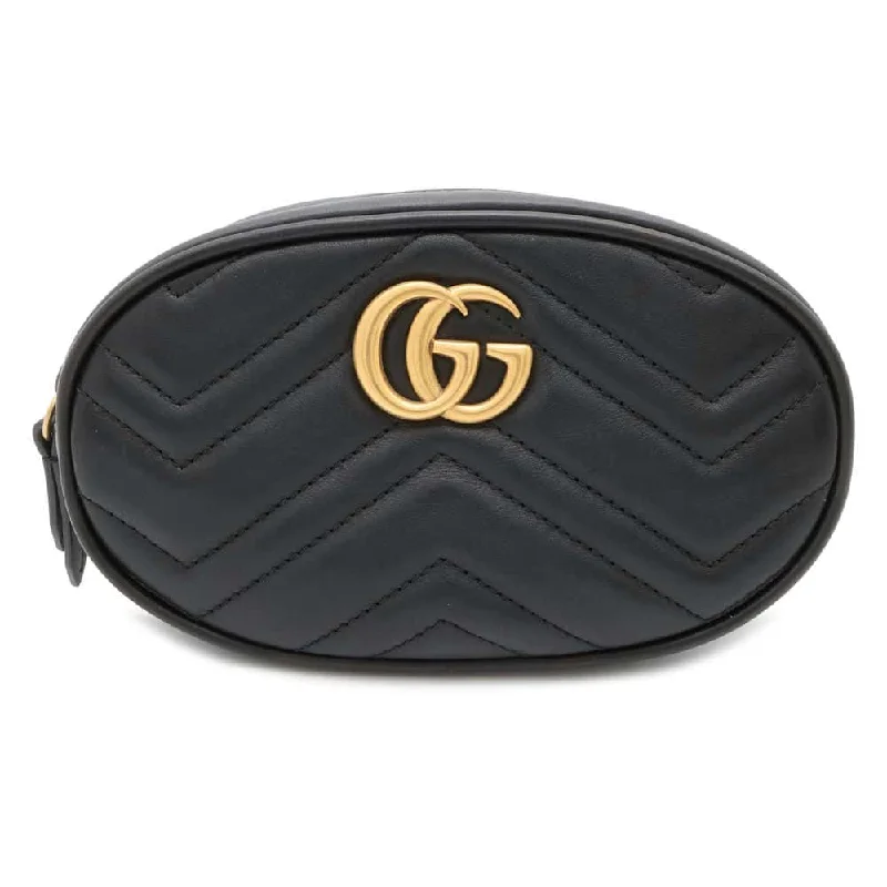 Gucci Marmont bags for women with a snakeskin - effect panelGUCCI GG Marmont belt bag Black 476434 Leather