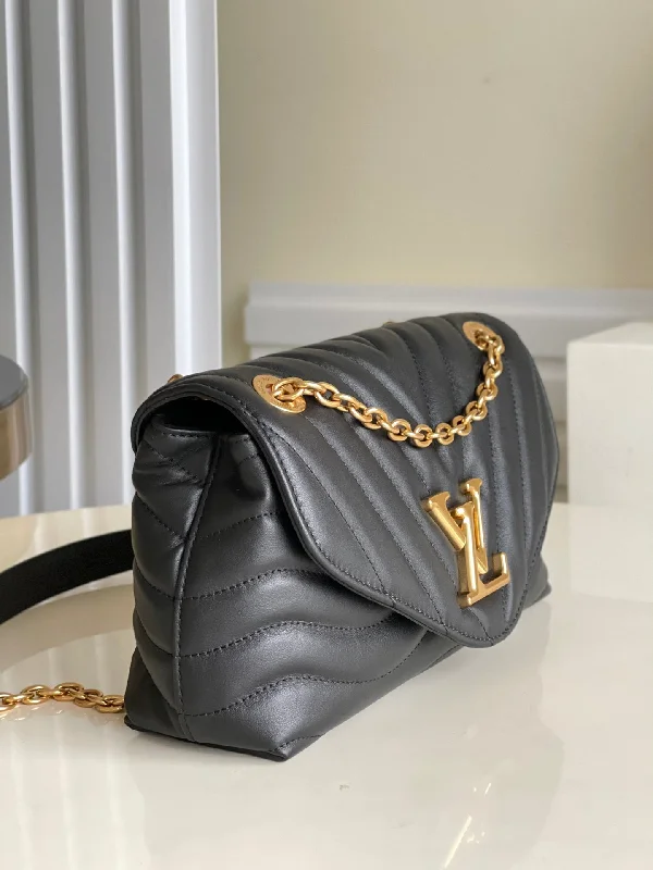 Louis Vuitton tote bags with a printed LV logo on the front for brand visibilityLouis Vuitton New Wave Chain Bag