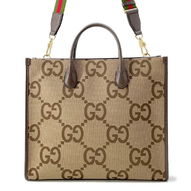 Women Gucci Sylvie bags with a crystal - embellished web stripeGUCCI Jumbo GG 2way Tote Bag Beige/Brown 678839 Canvas Leather