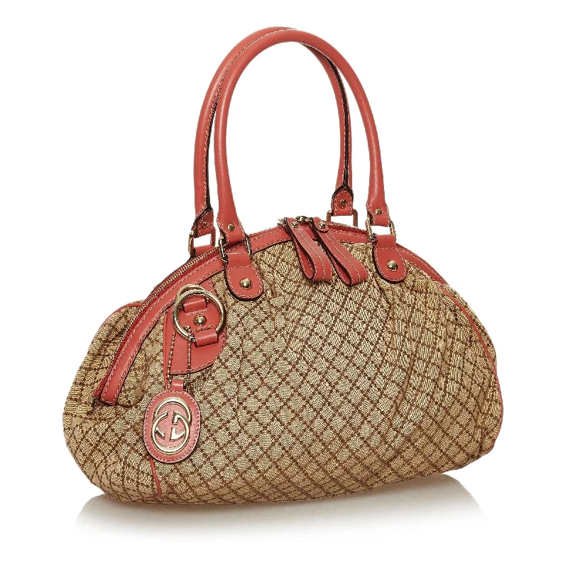 Women Gucci backpacks with a luxurious leather finishGucci Diamante Sukey Canvas Satchel (28357)