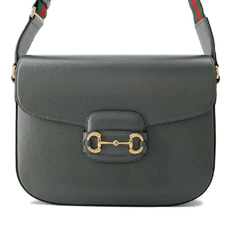 Ladies Gucci Dionysus bags with a chain - link shoulder strapGUCCI Horsebit1955 Shoulder Bag Gray 700457 Leather