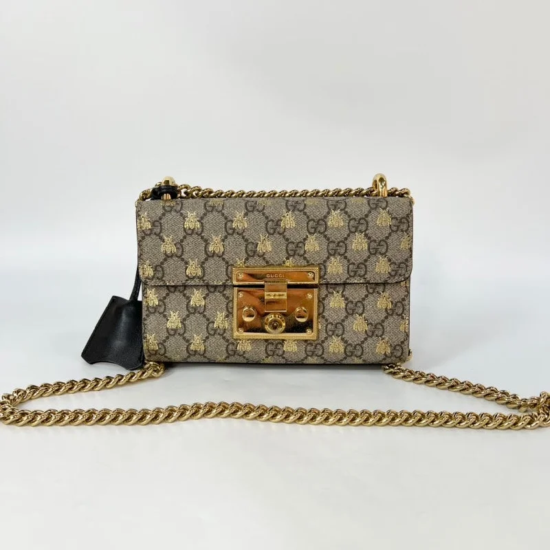 Women Gucci Sylvie bags with a detachable ribbon detailGucci Padlock Beige Brown GG Supreme Canvas Shoulder Bag Medium