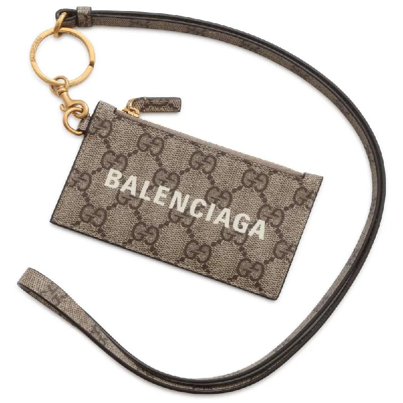 Women Gucci crossbody bags with a woven leather strapGUCCI BALENCIAGA Collaboration The Hacker Fragment Case Beige 681706 GG SupremeCanvas