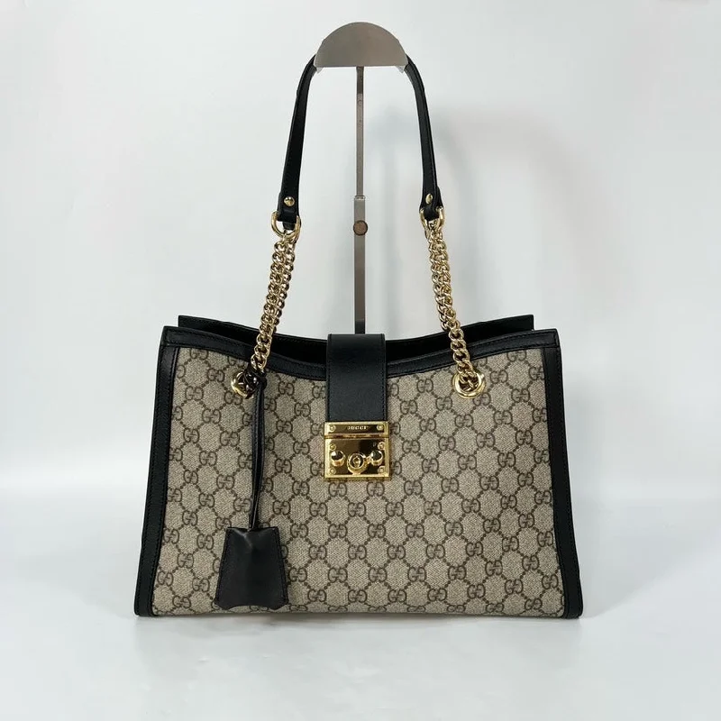 Gucci backpacks for women with a hidden back pocketGucci Padlock Beige Black Canvas Leather Shoulder Bag 34x23cm