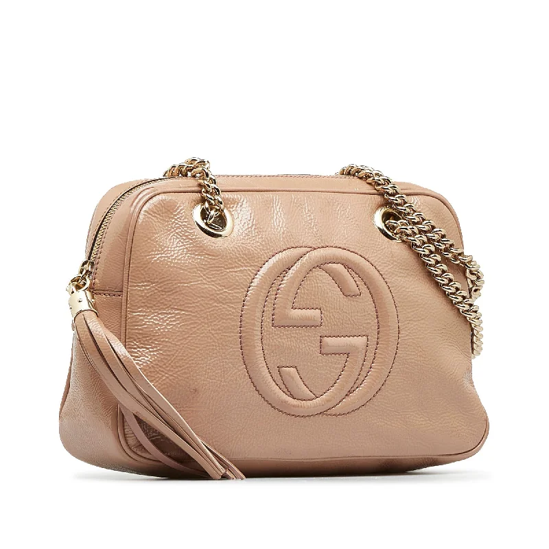 Women Gucci bags with a zip - around closure for securityGUCCI Soho Chain Patent Leather Shoulder Bag