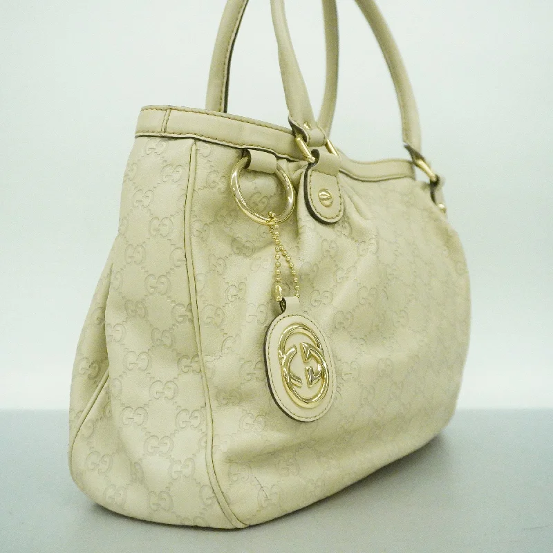 Gucci Marmont bags for women with gold - toned hardwareGUCCI  Sukey  Sima 211944 Women's Leather Tote Bag Ivory