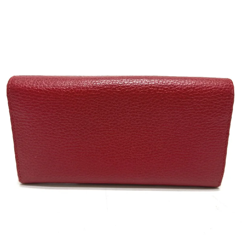 Ladies Gucci shoulder bags with a single - handle designGUCCI Long Wallet Purse 456116 leather Red FF Marmont Women Used