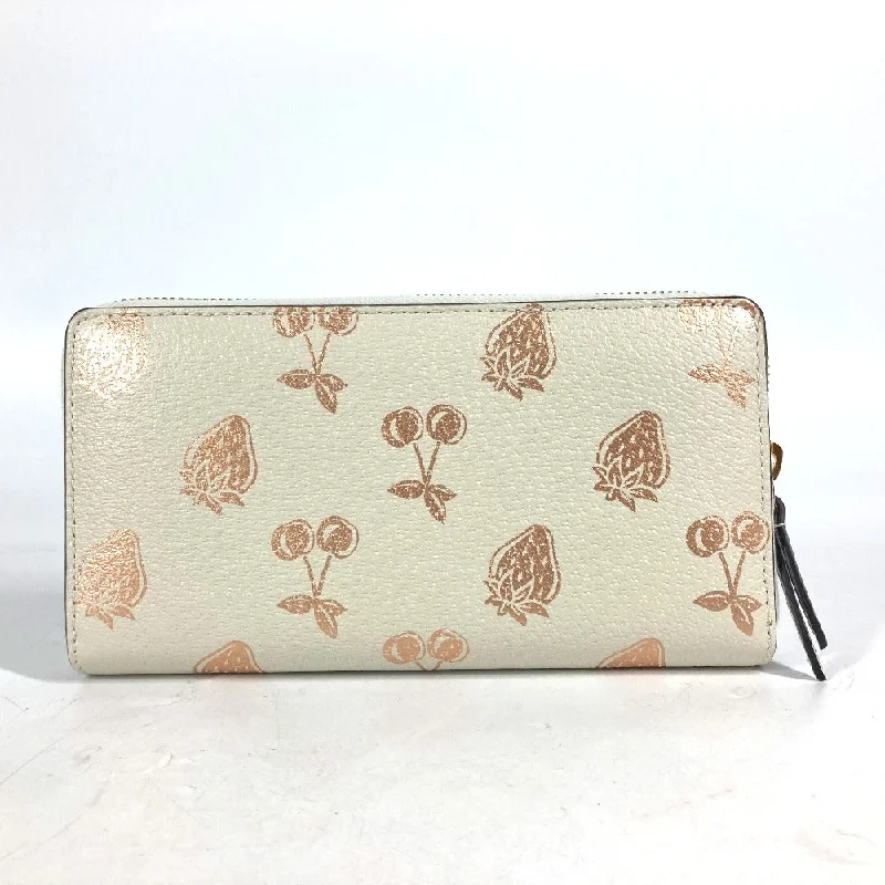 Women Gucci bags with a magnetic snap closure for easy accessGUCCI Long Wallet Purse 456117 leather White x pink GG Marmont Cherry Strawberry Valentine Women Used