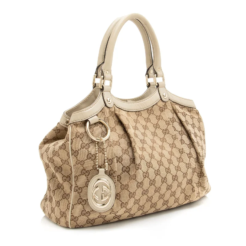 Women Gucci bags with a detachable mobile phone holderGucci GG Canvas Sukey Medium Tote (SHF-uAnFOn)