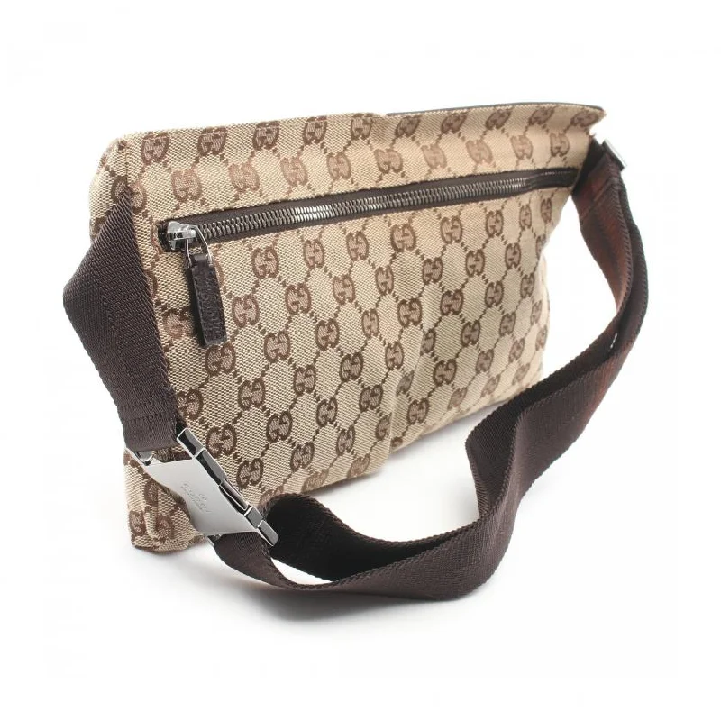 Women Gucci crossbody bags with a keychain holderGucci GG Canvas Leather Beige Dark Brown Waist Body Bag