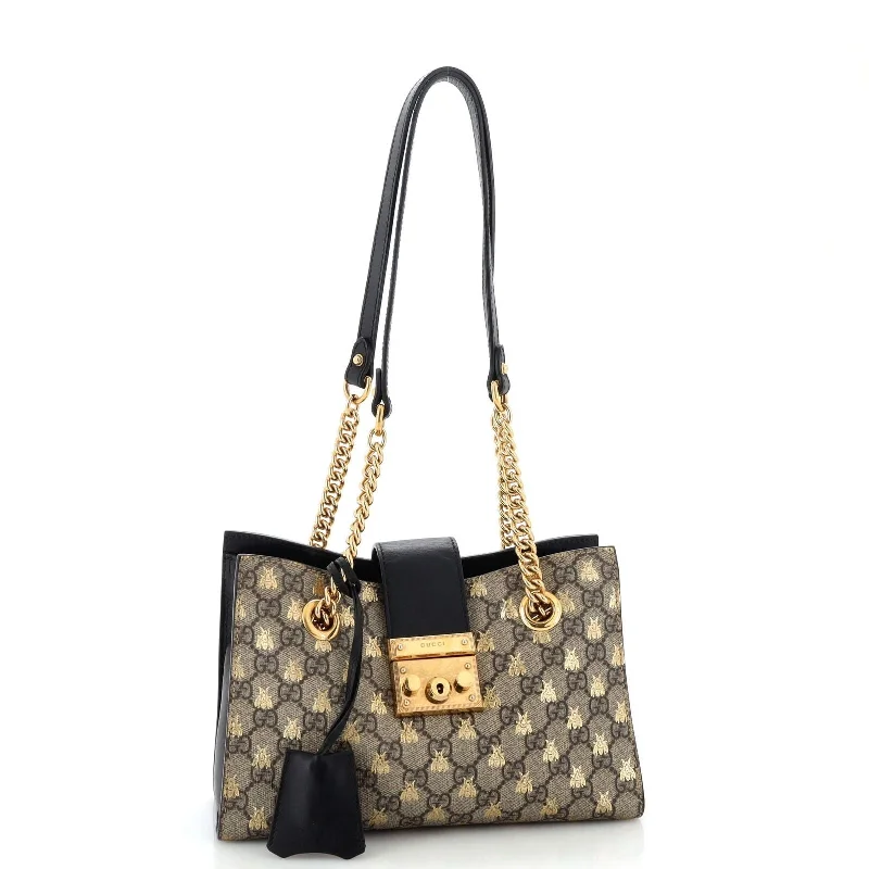 Gucci tote bags for women with a spacious interiorGucci Padlock Chain Tote Printed Gg