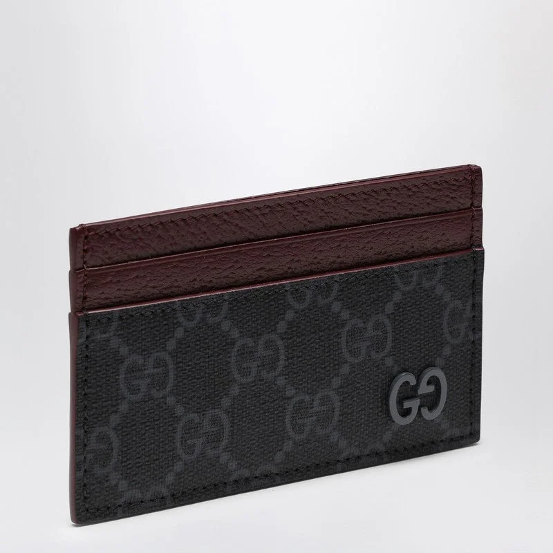 Women Gucci Sylvie bags with a monogram - embossed leatherGucci Gg Supreme Black/Burgundy Fabric Card Holder Men