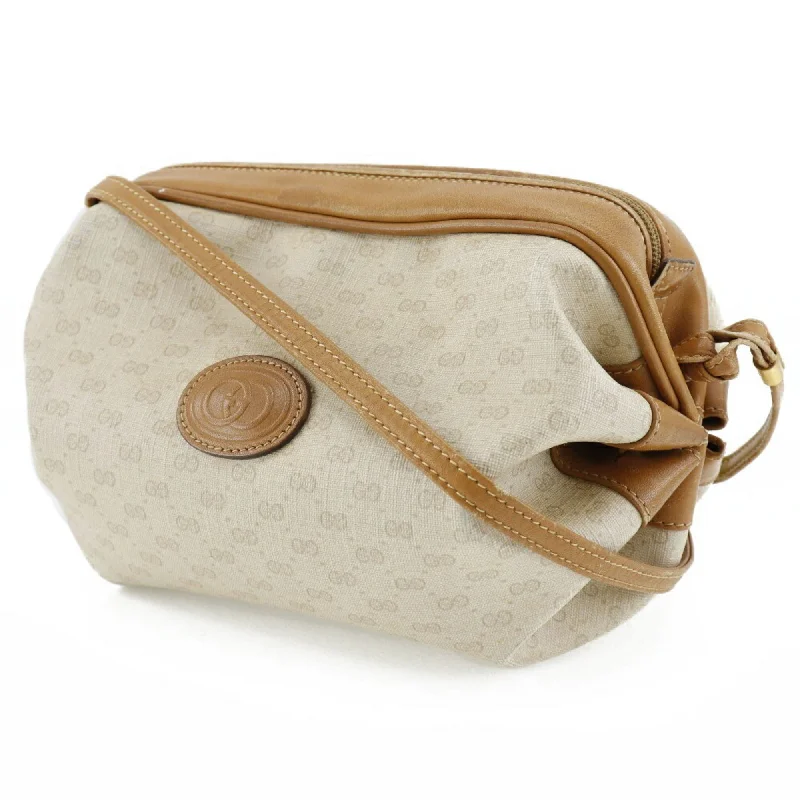 Gucci tote bags for women with a printed Gucci logoGUCCI Old  Shoulder Bag 077-115-5770 PVC Coated Canvas Made in Italy Beige Crossbody Zipper Women's