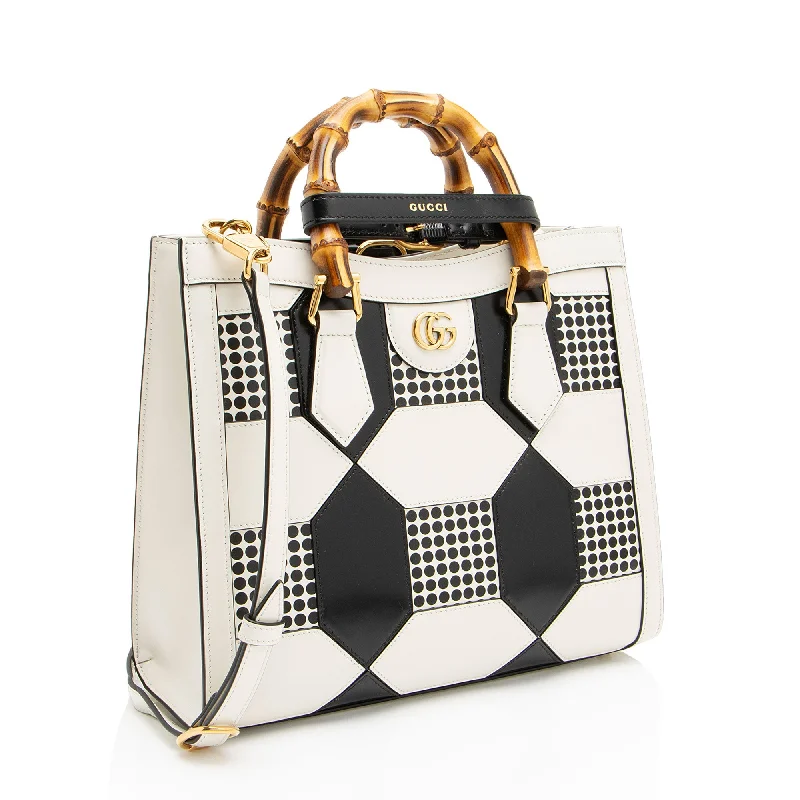 Small - sized Women Gucci shoulder bags for evening outingsGucci Calfskin Geometric Inlay Diana Small Tote (31a6lc)