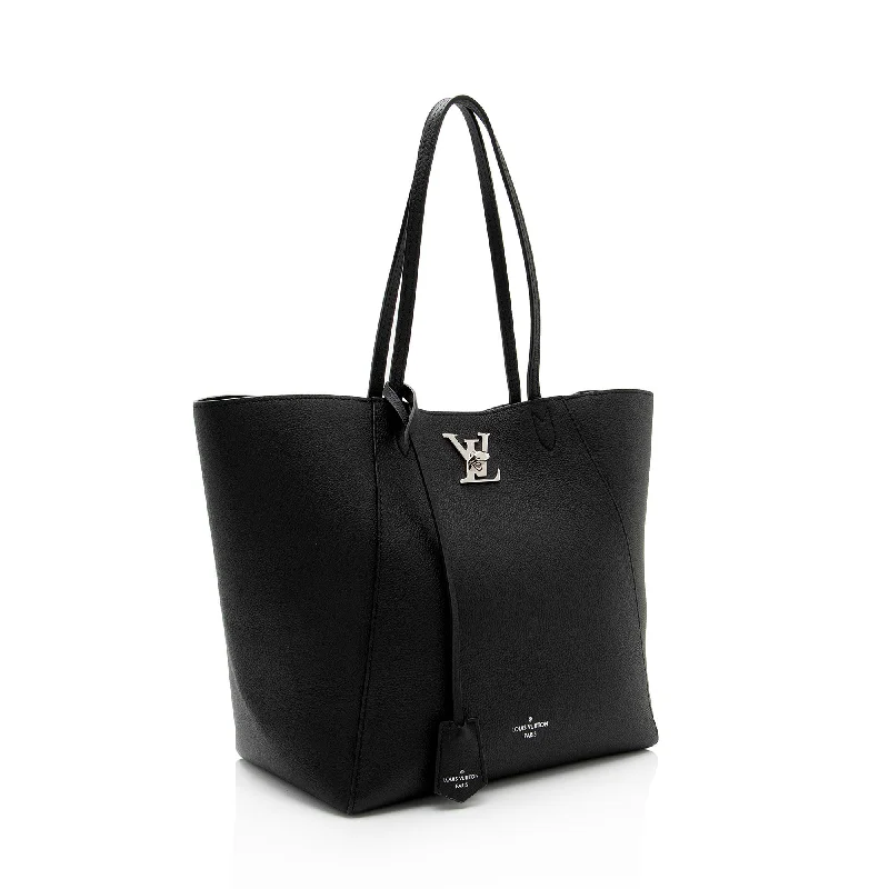 Louis Vuitton backpacks with a padded back panel for comfort during long - wearLouis Vuitton Calfskin Lockme Cabas Tote (UGxtjx)