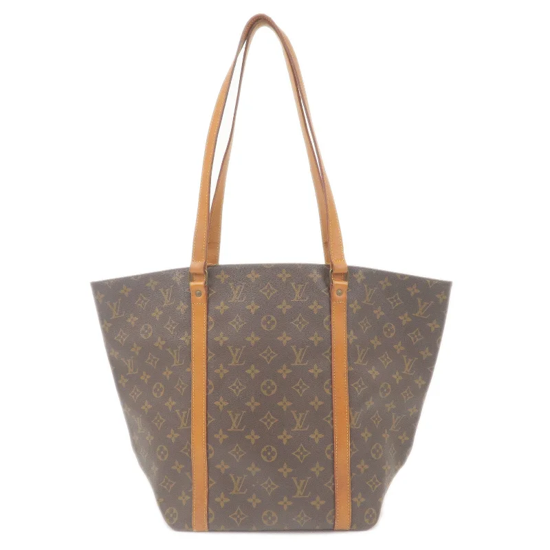 Louis Vuitton crossbody bags with a woven leather strap for textureLouis Vuitton Monogram Sac Shopping Shoulder Bag Brown M51108