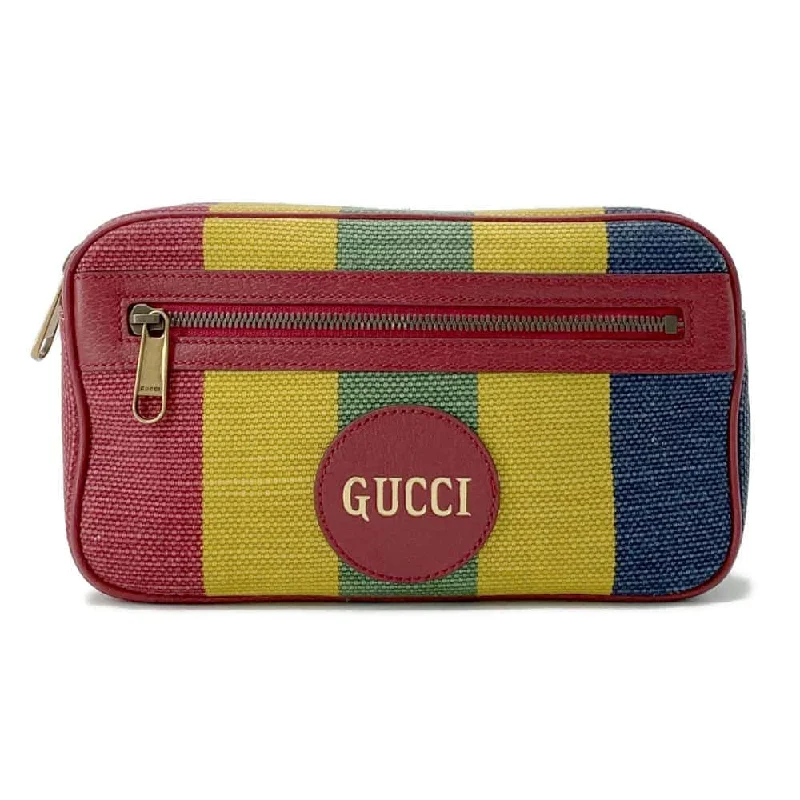 Women Gucci bags with interlocking G hardware for a classic lookGUCCI Baiadera Striped Waist Bag Multicolor 625895 Canvas Leather