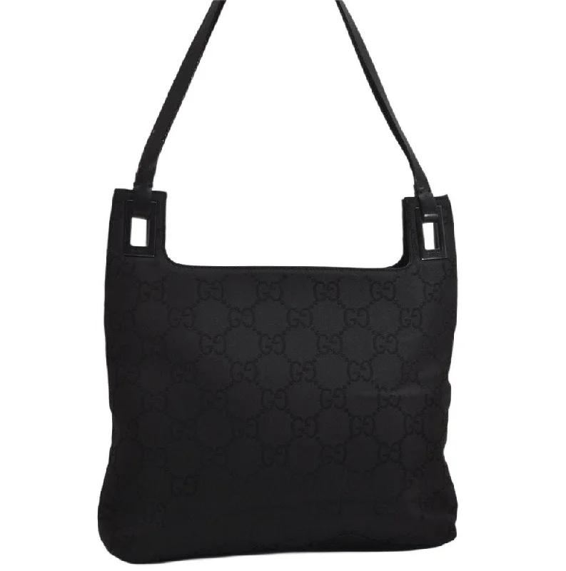 Gucci tote bags for women with a spacious interiorAuthentic GUCCI Shoulder Hand Bag Purse GG Nylon Leather 0013099 Black  0424K