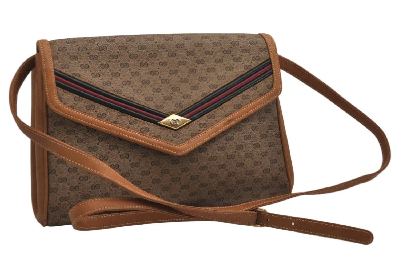 Ladies Gucci Dionysus bags in a pastel colorAuthentic GUCCI Sherry Line Micro GG Shoulder Bag PVC Leather Brown Junk 0377K