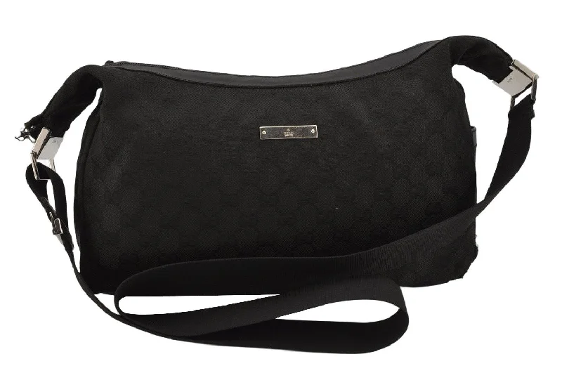 Gucci backpacks for women with a padded laptop compartmentAuthentic GUCCI Shoulder Cross Body Bag GG Canvas Leather 0190432 Black 0363K