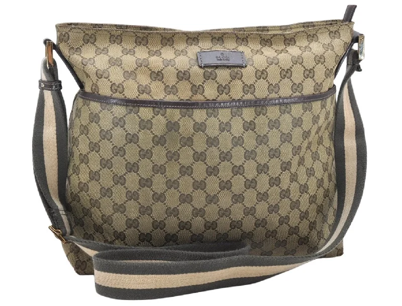 Ladies Gucci Dionysus bags with a chain - link shoulder strapAuthentic GUCCI Sherry Line Shoulder Cross Bag GG Canvas Leather Brown 2844K