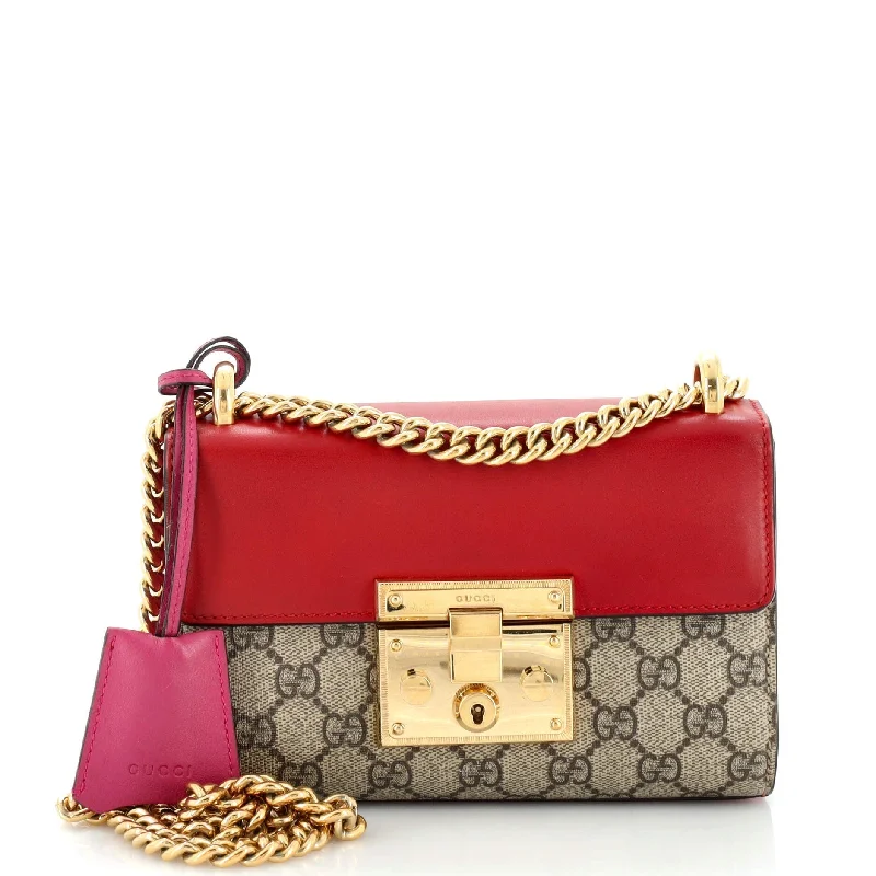 Women Gucci bags with a front - flap pocket for quick - access itemsGucci Padlock Shoulder Bag Gg Coated