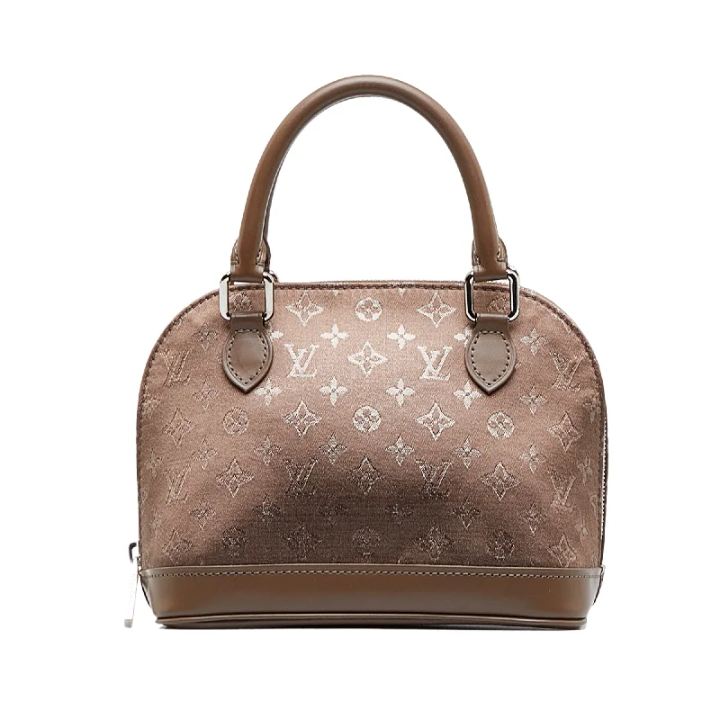 Louis Vuitton crossbody bags with a woven leather strap for textureLouis Vuitton Alma Mini Brown Monogram Satin