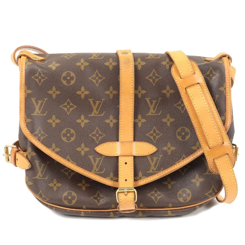 Louis Vuitton tote bags with a printed LV logo on the front for brand visibilityLouis Vuitton Monogram Saumur 30 Shoulder Bag M42256