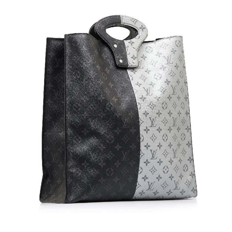 Ladies Louis Vuitton shoulder bags with a wide - width strap for comfortBlack Louis Vuitton Monogram Eclipse North South Tote