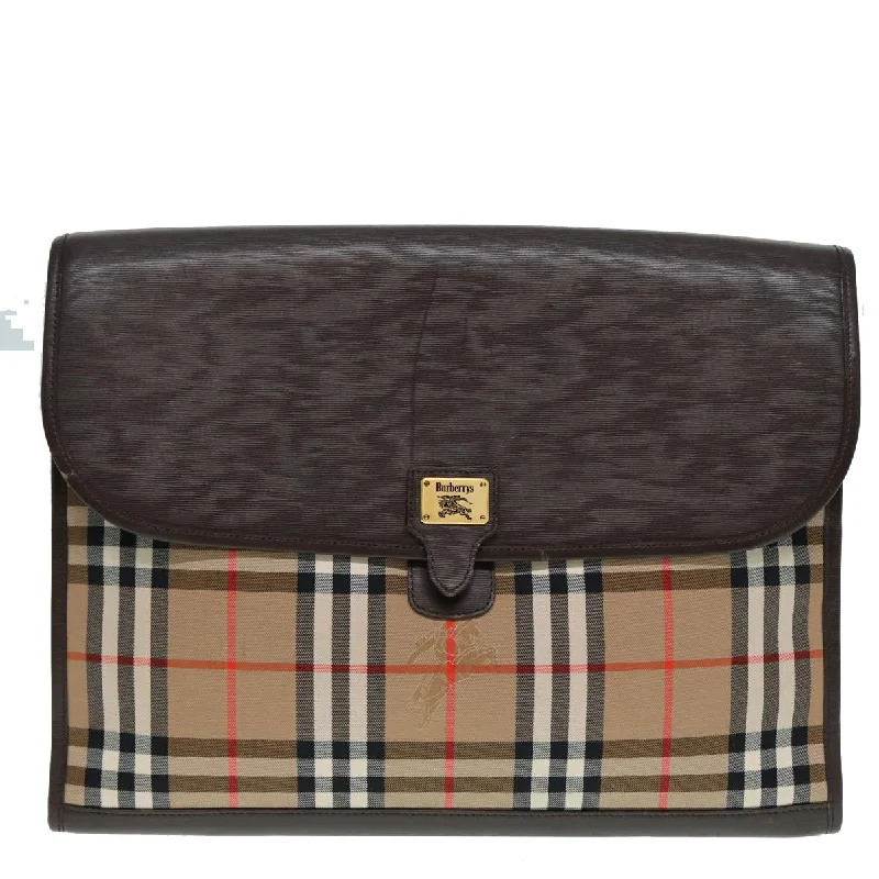 Affordable Replica - Looking Burberry BagsBURBERRYSs Nova Check Clutch Bag Canvas Leather Beige Brown gold  hk1568