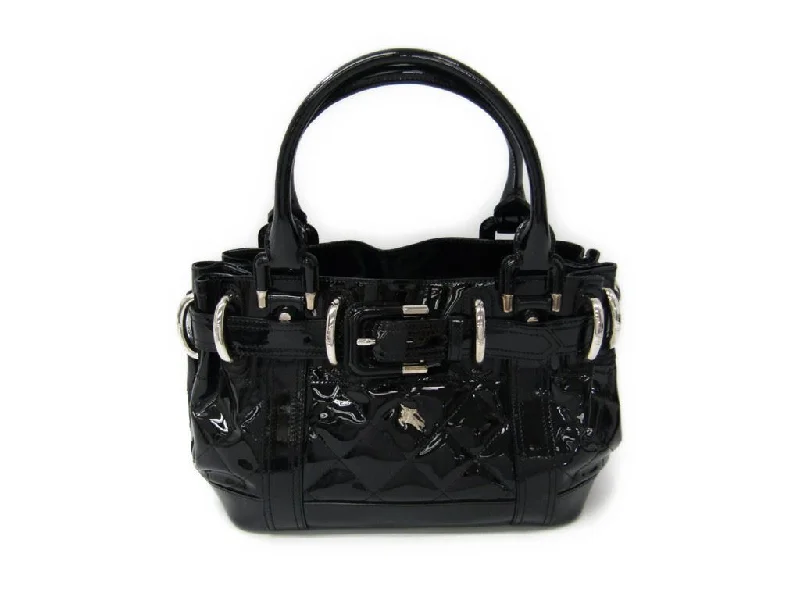 Soft Leather Burberry Duffel Bags for Weekend TripsBurberry Black Quilted Patent Leather Beaton Tote (SHA-13766)