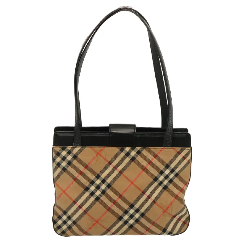 Easy - to - Clean Burberry Bags for Busy LifestylesBURBERRYSs Nova Check Shoulder Bag Canvas Beige Black  bs13862