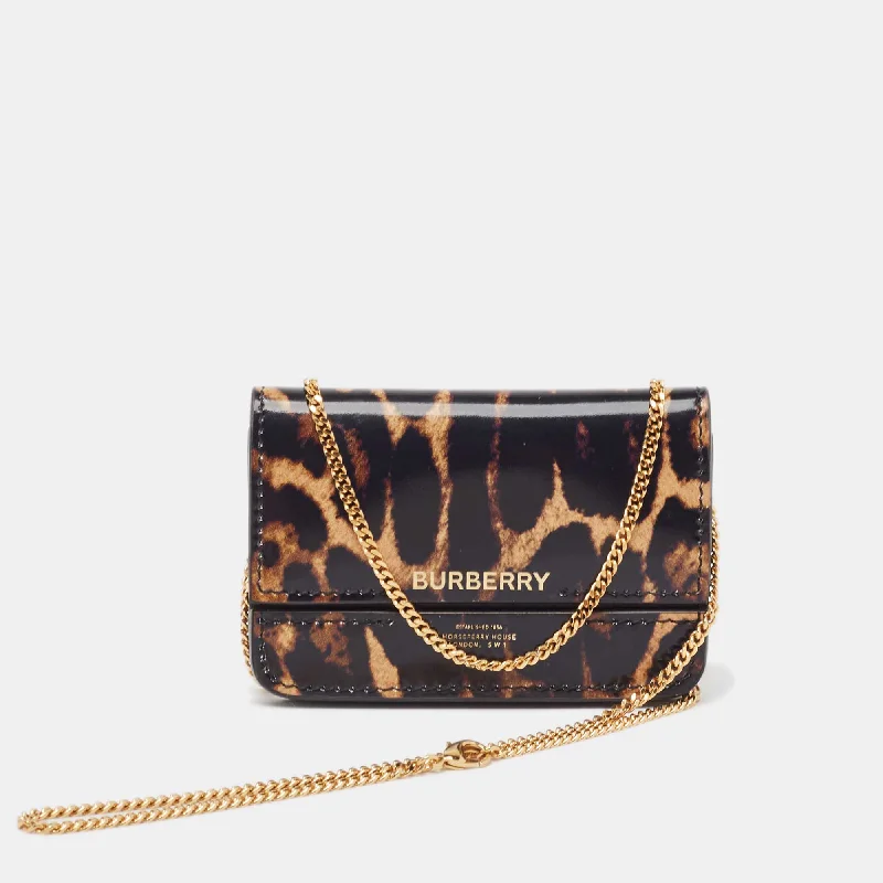 Pattern - Mixing Burberry Bags for a Fashion - Forward LookBURBERRY Black/Brown Leopard Print Leather Jody Chain Card Case